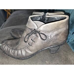 Rieker Boots Womens 41/8.5‎ Rebecca Ankle Bootie Gray Leather Block Heel